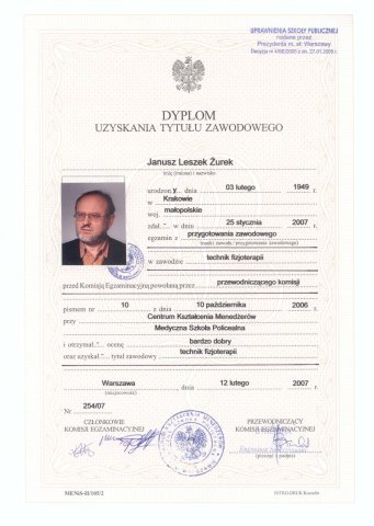 Dyplom Janusza Żurka